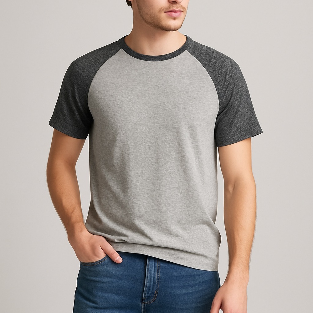 American Eagle Men’s Gray Raglan Active Flex Tee Shirt | Size XS